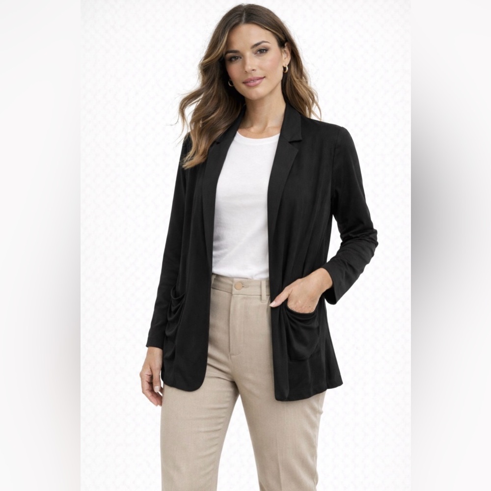 Talula Aritzia Black Lightweight Open Front Blazer Size 6 Minimalist Workwear - Picture 3 of 12